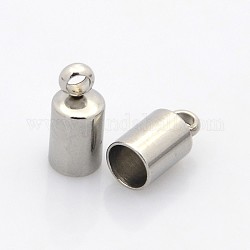304 Stainless Steel Cord Ends, Stainless Steel Color, 8.7x5mm, Hole: 1.7mm, Inner diameter: 4mm