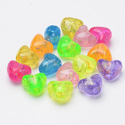 Perles en acrylique transparente, perles de paillettes, cœur, couleur mixte, 9x11.5x7.5mm, Trou: 3.5mm