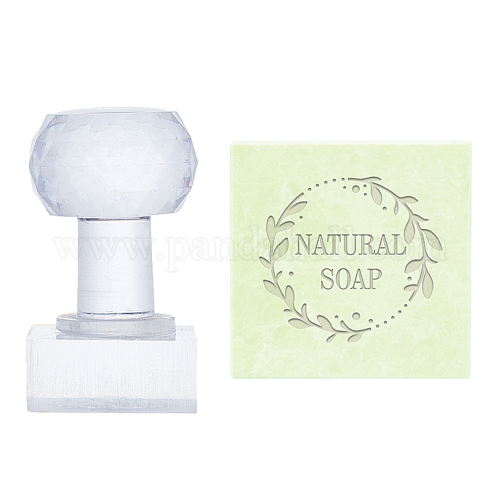 Wholesale PH PandaHall Word Acrylic Stamp Soap Embossing Stamp Soap