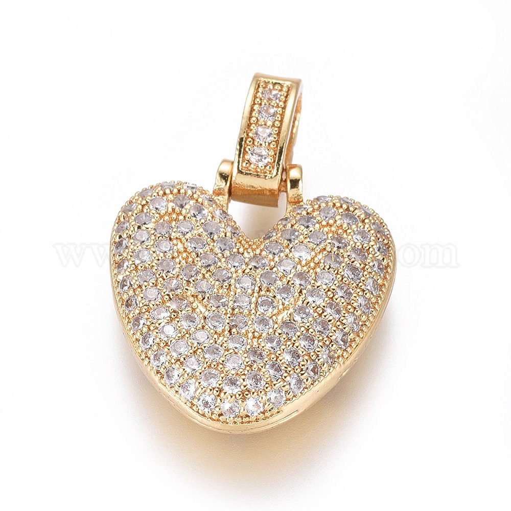 Wholesale Golden Plated Brass Micro Pave Cubic Zirconia Pendants 