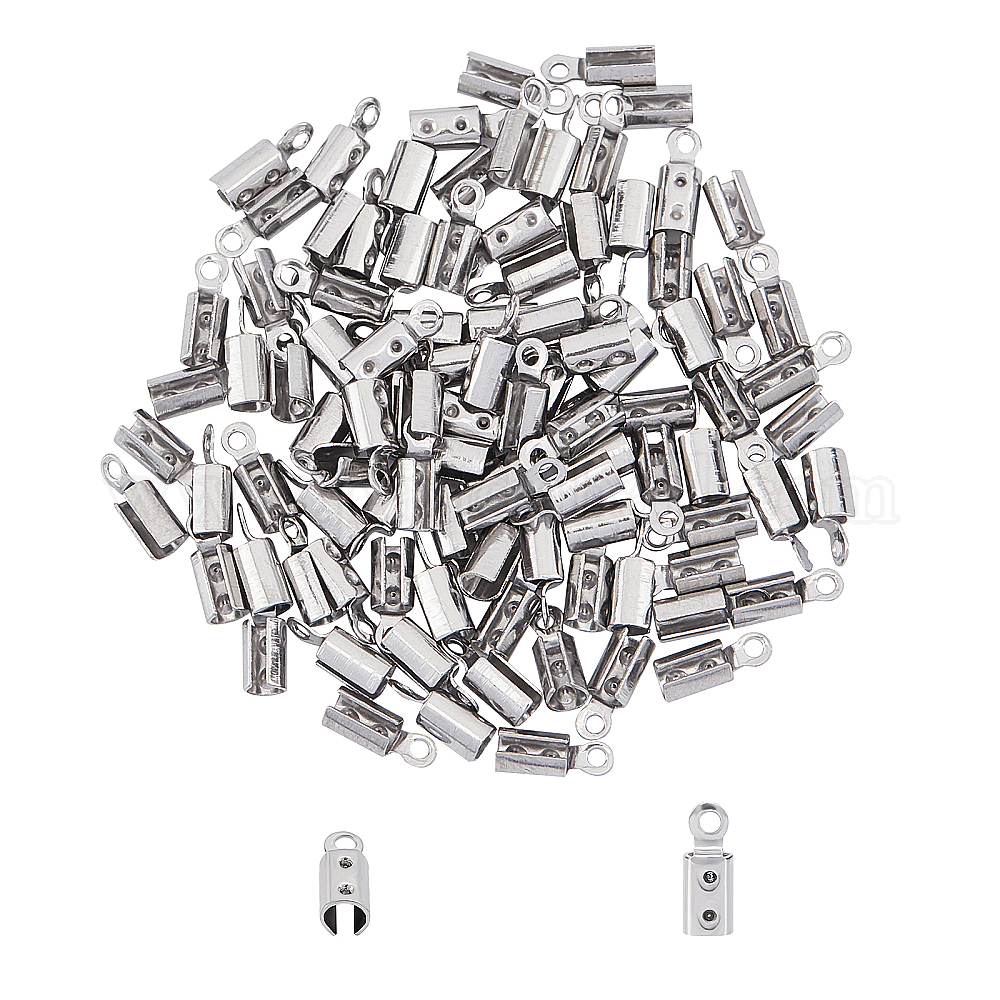 Wholesale UNICRAFTALE 100pcs Folding Crimp Ends Crimps Ends Fold Over