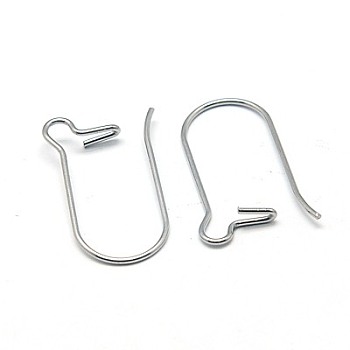 316 Surgical Stainless Steel Hoop Earrings Findings Kidney Ear Wires, Stainless Steel Color, 21 Gauge, 20x11mm, Pin: 0.7mm