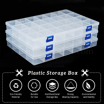 Wholesale BENECREAT 3Pcs Rectangle PP Plastic Bead Storage