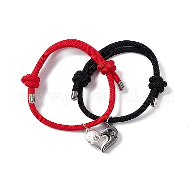 2pcs Couple Lock & Key Charm Magnetic Heart Bracelet