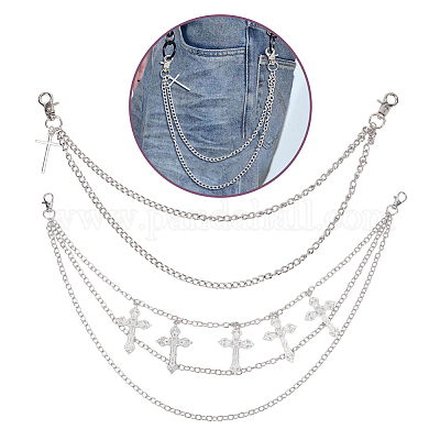 2 шт. 2 стиля цинковый сплав двухслойный ремень с крестообразными цепями&nbsp;AJEW-HY0002-27-1