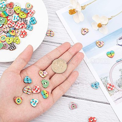 100Pcs Wooden handmade with Love Buttons Craft Sewing Closures