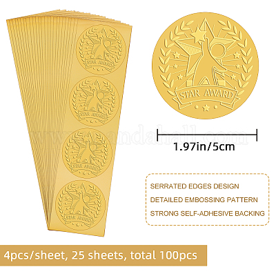 Wholesale Self Adhesive Gold Foil Embossed Stickers 