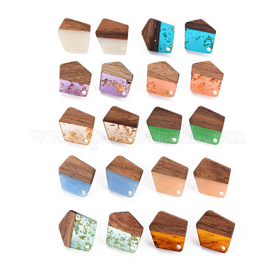 Двухцветная фурнитура для серег из смолы и орехового дерева MAK-N032-032-1