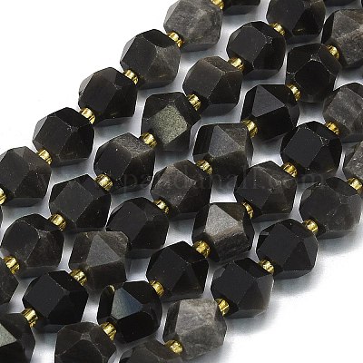 Natürliche silberne Obsidianperlenstränge&nbsp;G-I376-A31-01-1