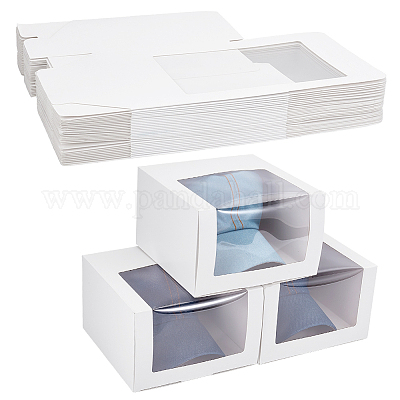 Scatole per imballaggio di cappelli con cappuccio di carta e finestra visibile&nbsp;CON-WH0043-304C-1