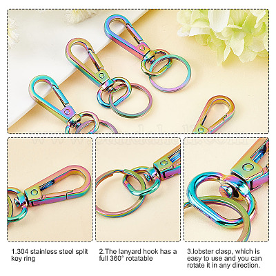 10 Pcs Keychain Hooks with Key Rings, Keychain Clip Hooks With