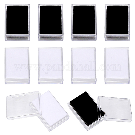 10 個 2 色の長方形透明プラスチックルースダイヤモンド宝石収納ボックス  スポンジで  透明  5.7x4x1.9cm  5個/カラー CON-WH0095-46-1
