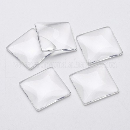 透明なガラスの正方形カボション  透明  25x25x7~8mm X-GGLA-S022-25mm-1