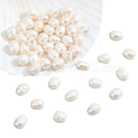 NBEADS 50 Pcs Abbout 8mm Natural Cultured Freshwater Pearl Beads PEAR-NB0001-97-1