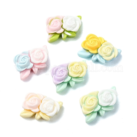 Cabochons décodés en résine opaque couleur macaron CRES-Q221-02I-1