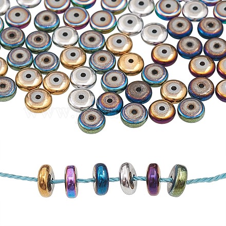 210 pièces 6 couleurs placage sous vide perles d'hématite synthétique non magnétique G-CJ0001-45-1