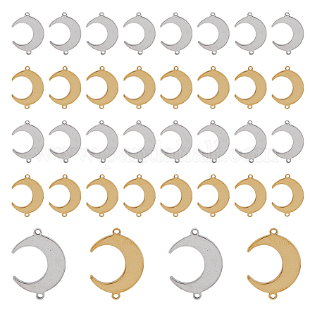 Dicosmetic 60 pz 2 colori crescent moon collegamento pendente luna fascini del connettore doppio corno fascini di metallo mezza luna fascini di collegamento collegamenti in acciaio inossidabile connettore per creazione di gioielli fai da te STAS-UN0044-26-1
