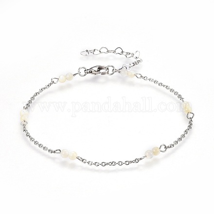 Stainless Steel Cable Chain Anklets AJEW-AN00248-1