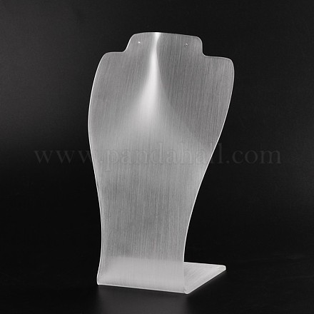 有機ガラスのネックレスディスプレイ胸像  ホワイト  24x14x8cm NDIS-N018-02B-1