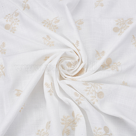 Хлопчатобумажная и льняная ткань с вышитыми цветами AJEW-WH0816-157-1