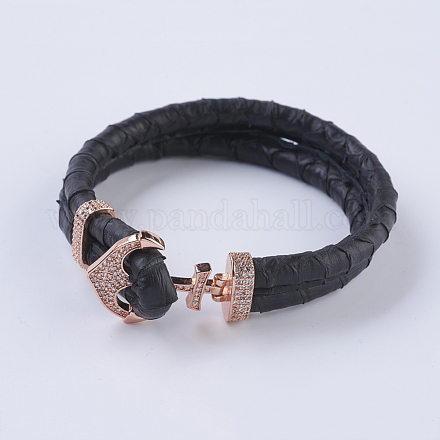 Handmade Snakeskin Leather Cord Bracelets BJEW-F301-C02-1