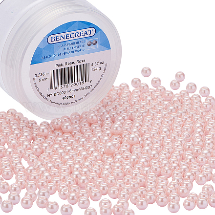 Perles rondes en verre teinté écologique HY-BC0001-6mm-WH007-1
