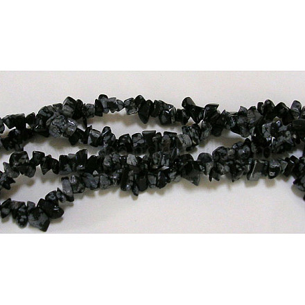 Naturschneeflocke Obsidian Perlen Stränge X-F018-1