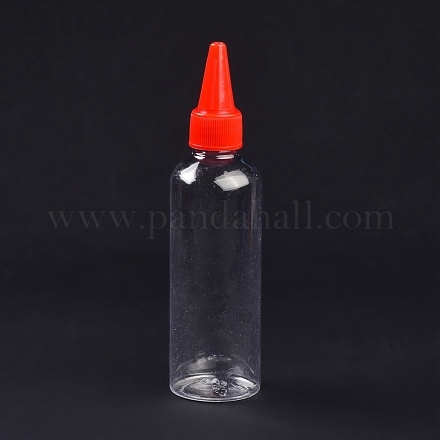 （在庫一掃セール：スクラッチ）  液体用のプラスチック製の空のボトル  先のとがった口のトップキャップ  レッド  15.3x3.9cm  容量：100ml（3.38液量オンス） TOOL-XCP0001-29-1