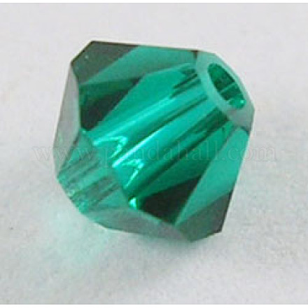 チェコガラスビーズ  多面カット  双円錐形  グリーン  直径4mm  穴：0.8mm  144個/グロス 302_4mm205-1