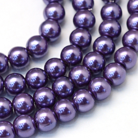Baking Painted Pearlized Glass Pearl Round Bead Strands HY-Q003-12mm-59-1