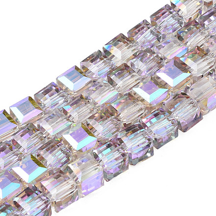 Electroplate Transparent Glass Beads Strands EGLA-N002-28-C01-1