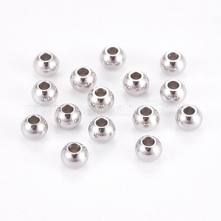 Intercalaires perles rondes lisses en 304 acier inoxydable STAS-M006-01D-1
