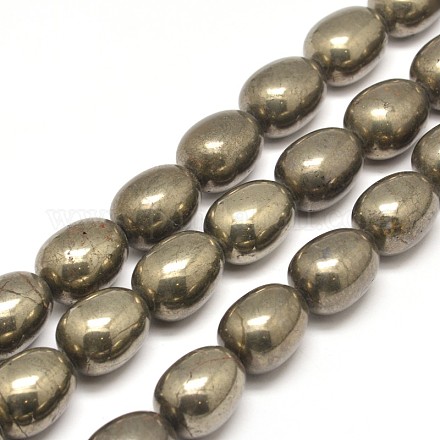 Teardrop Natural Pyrite Beads Strands G-I126-29-18x13mm-1