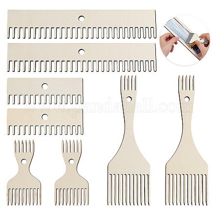 4шт набор деревянных гребней для плетения&nbsp;TOOL-WH0155-173-1