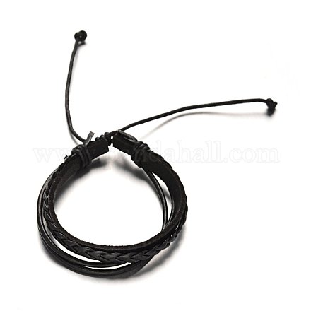 Adjustable Leather Cord Multi-Strand Bracelets X-BJEW-M169-08C-1