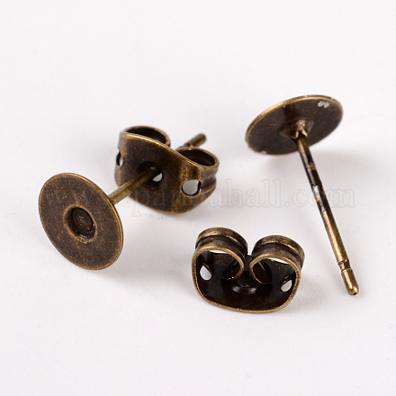 Brass Post Earring Findings KK-O095-AB-NF-1