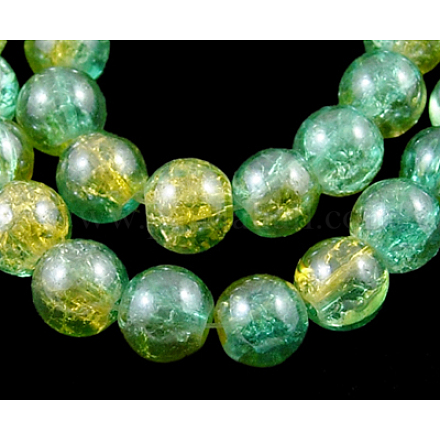 Two Tone Round Crackle Glass Beads Strands X-GGC10MM032Y-L-1