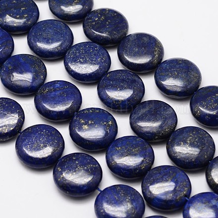 Lapis natural del lapislázuli de hebras de perlas redondas planas X-G-M264-05-1