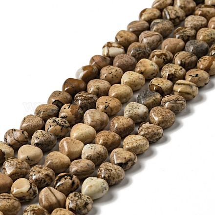 Chapelets de perles en jaspe avec images naturelles G-B022-14A-1