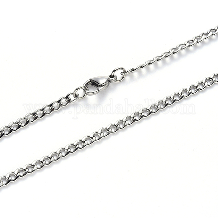 304 acier inoxydable Cuban Link collier en chaîne des hommes NJEW-S420-002P-1