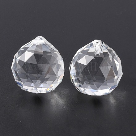 Faceted Round Glass Pendants GLAA-O008-F04-1