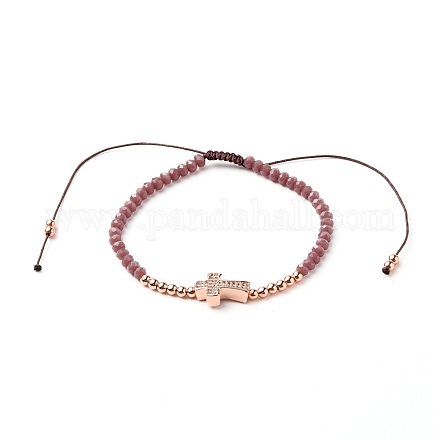 Bracelet de perles tressées en cordon de nylon ajustable BJEW-JB05732-01-1