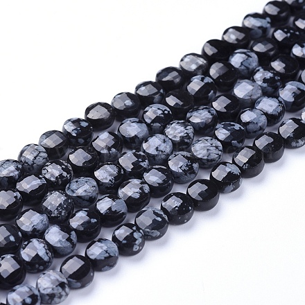 Chapelets de perles de flocon de neige en obsidienne naturelle G-L538-003-1