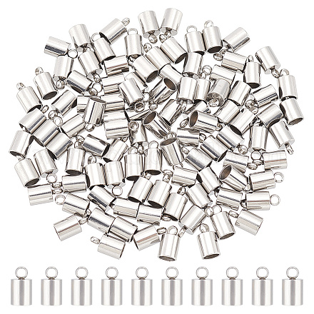 UNICRAFTALE Barrel End Caps 100pcs Stainless Steel Cord Ends 4mm Inner Diameter Smooth End Caps Terminators Cord Finding for Jewelry Making Kit STAS-UN0001-99P-1