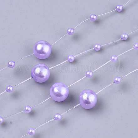 Chapelets guirlande de garniture perles en ABS plastique imitation perle SACR-T354-01C-1
