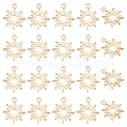 Superfindings 20 pz charms in ottone sole charms in ottone 15x13mm pendenti di fascino dorato per bracciale collana orecchini creazione di gioielli foro: 1.5mm FIND-FH0004-01-1