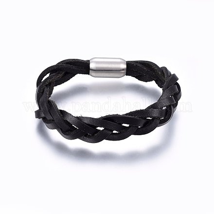 Leather Braided Cord Bracelets BJEW-E345-02A-1