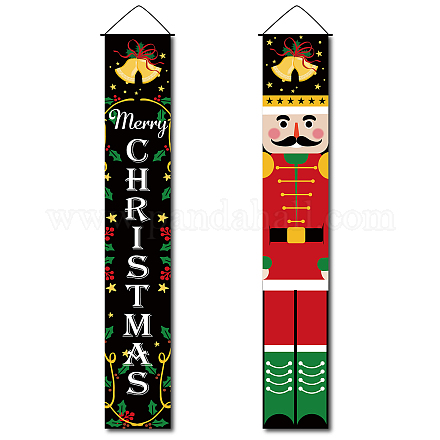 Christmas Hanging Polyester Sign for Home Office Front Door Porch Welcome Decorations HJEW-WH0011-20A-1