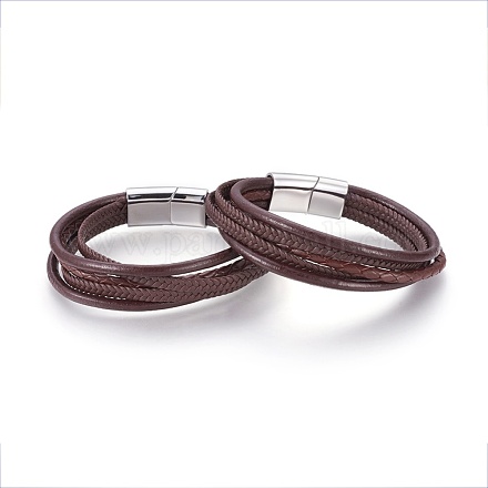 Плетеный кожаный шнур многожильных браслеты BJEW-F349-11P-02-1