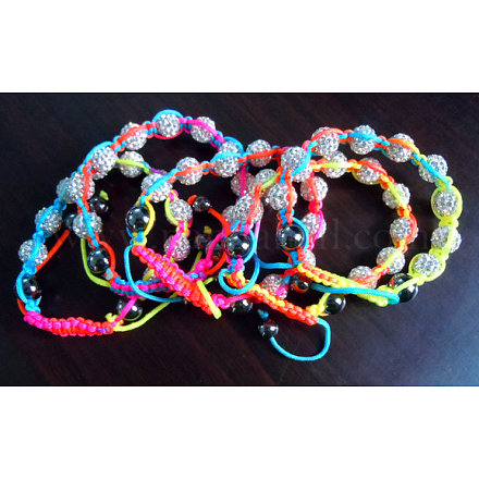 Плетеные браслеты в виде диско-шара BJEW-H413-11-1